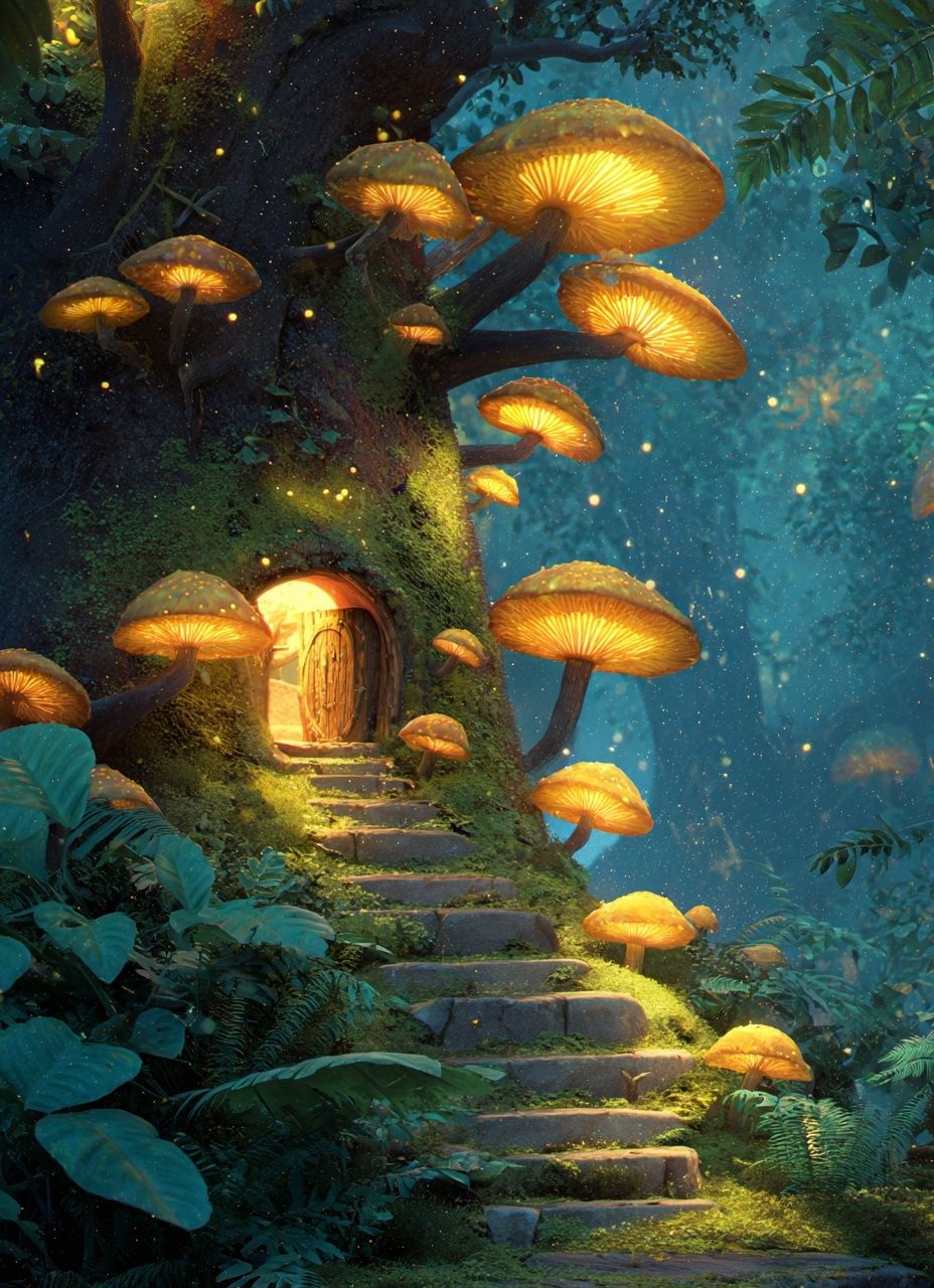 Enchanted Mushroom Forest Illustration Poster. poster — illustration art