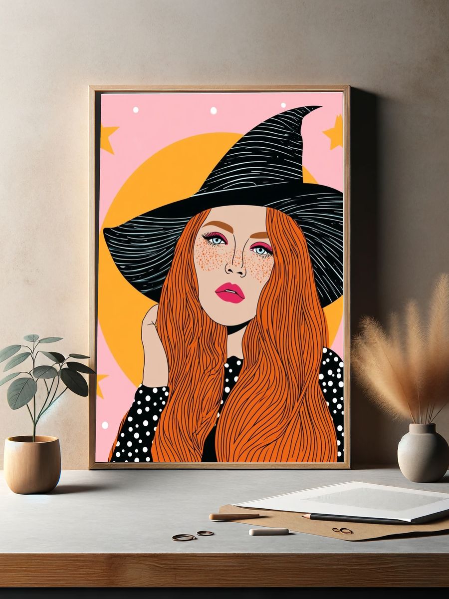 Witch Portrait Illustration Poster. — room view 2