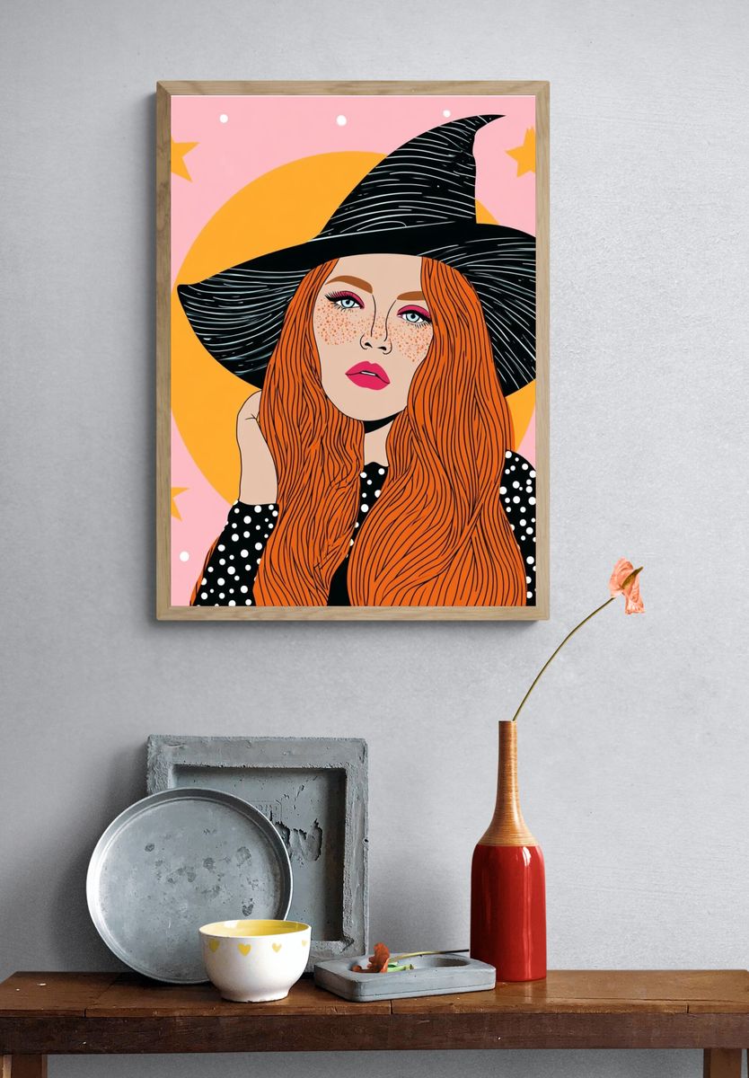 Witch Portrait Illustration Poster. — room view 3