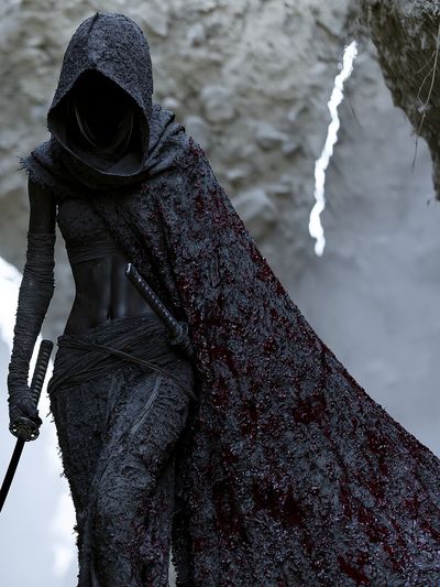 Dark Hooded Warrior Fantasy Print. poster