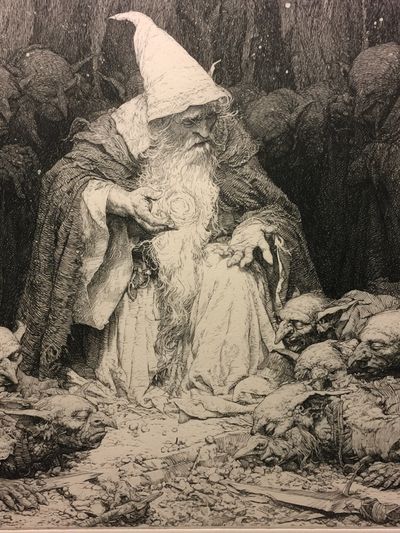 Wizard and Goblins Fantasy Print.