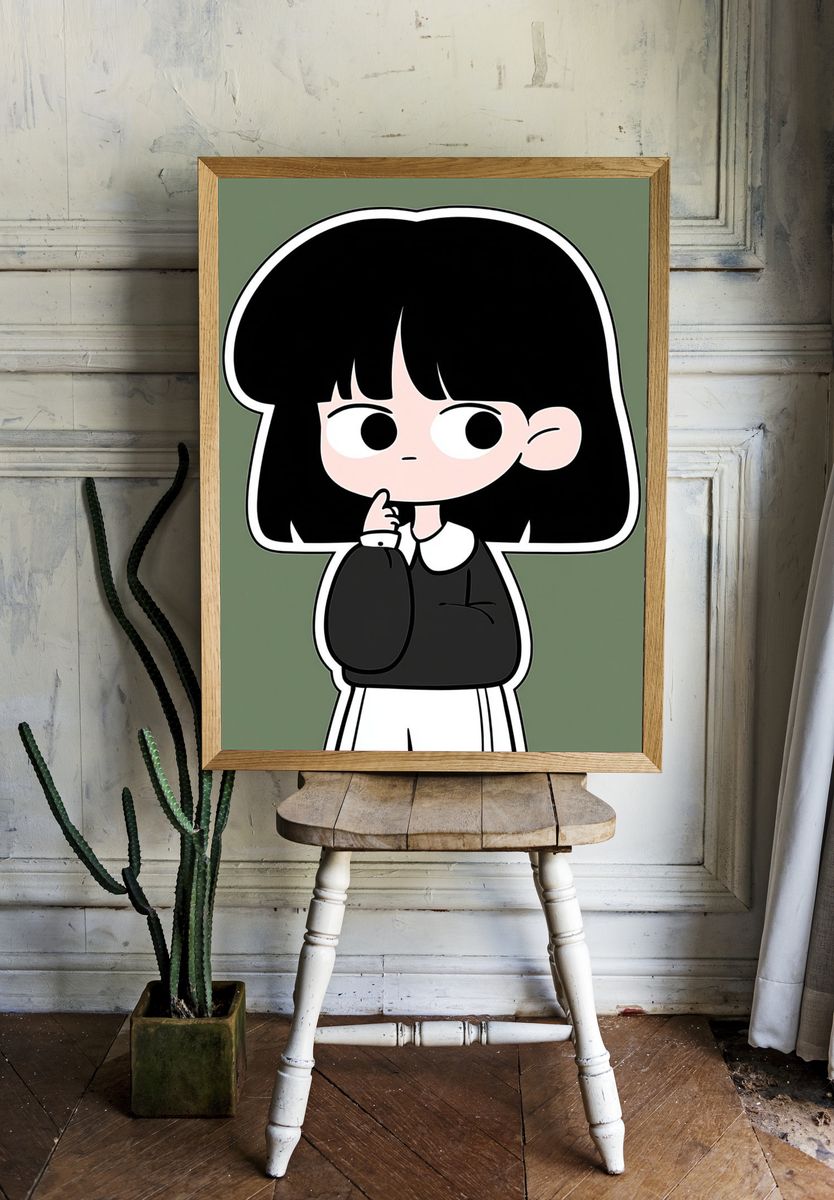 Cute Goth Girl Illustration Poster. room preview