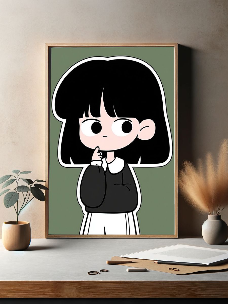 Cute Goth Girl Illustration Poster. — room view 2