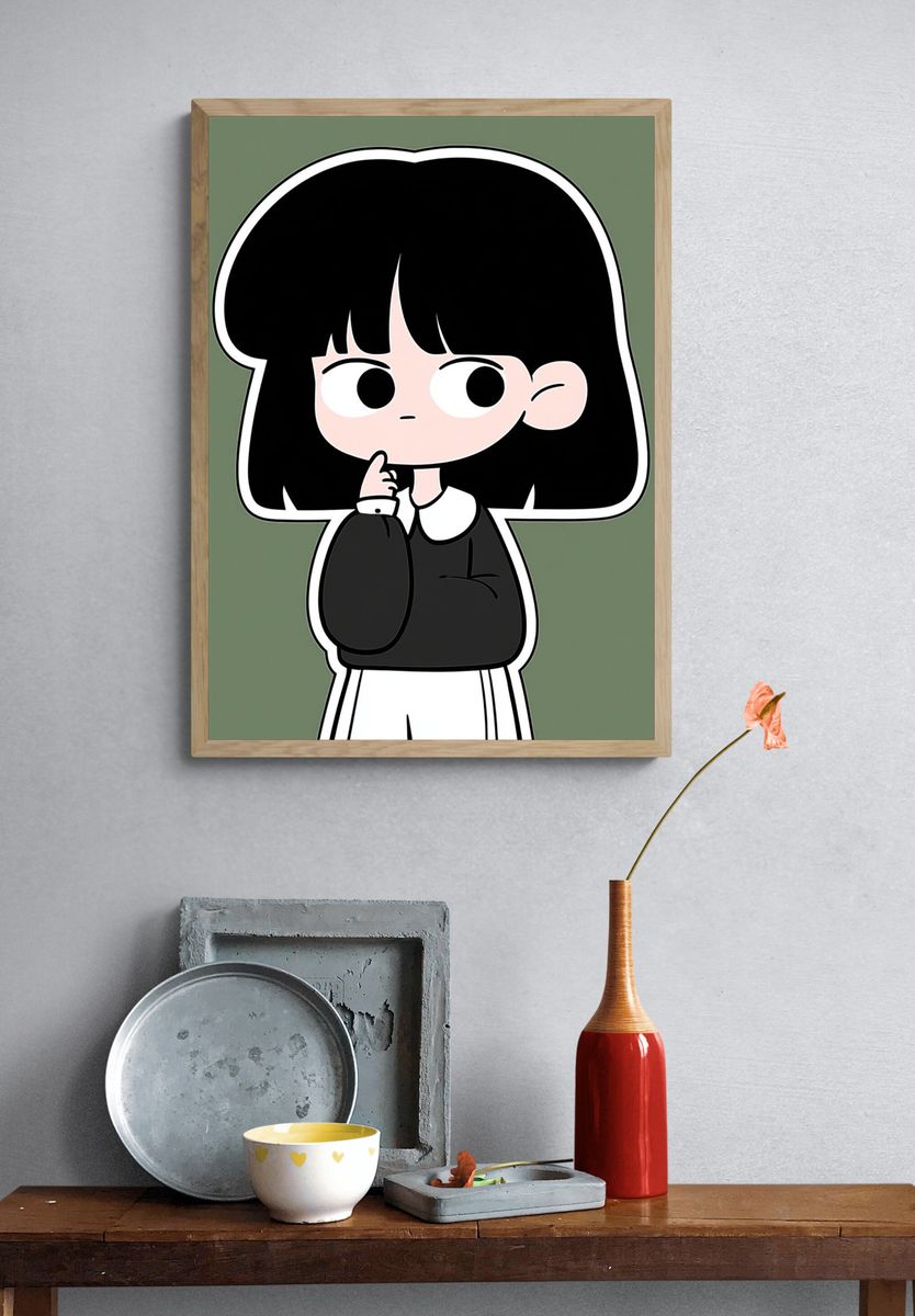 Cute Goth Girl Illustration Poster. — room view 3