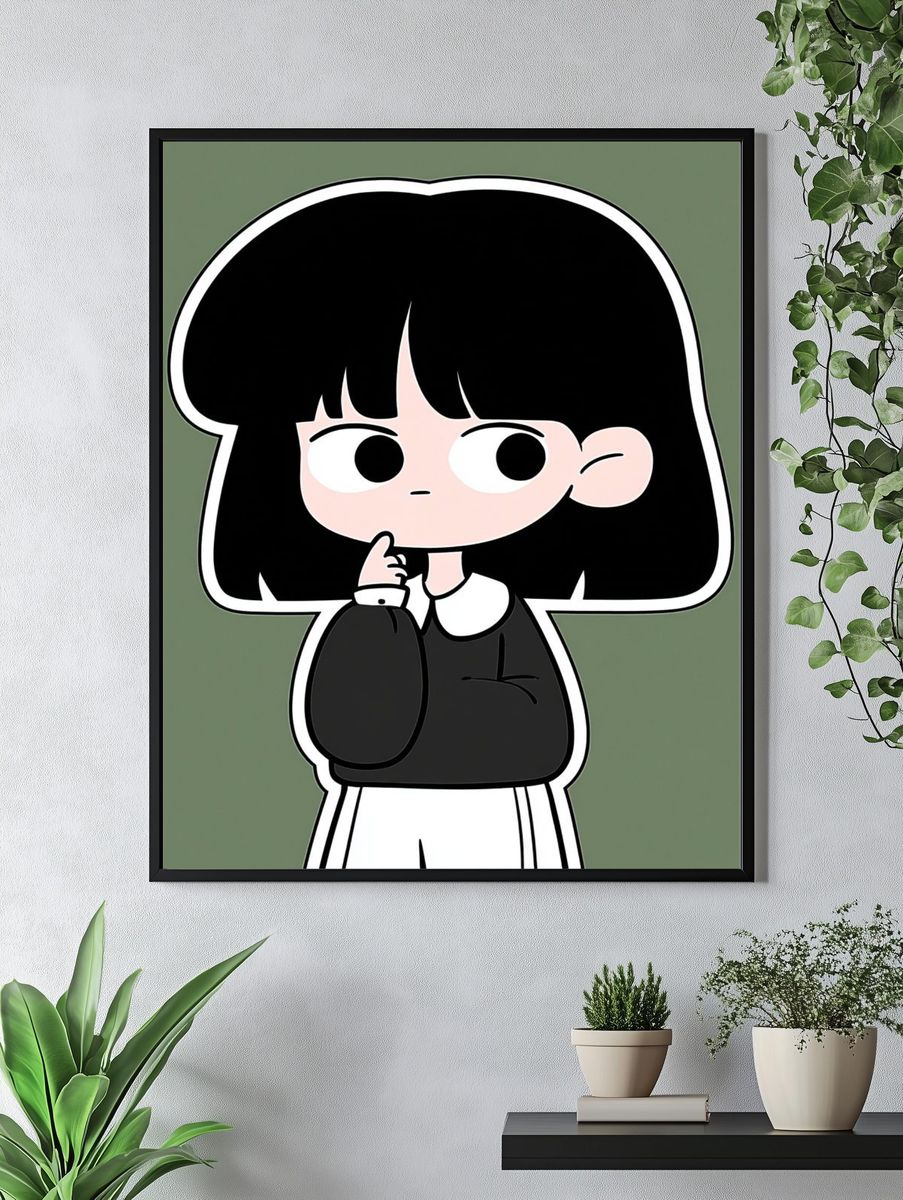 Cute Goth Girl Illustration Poster. — room view 4