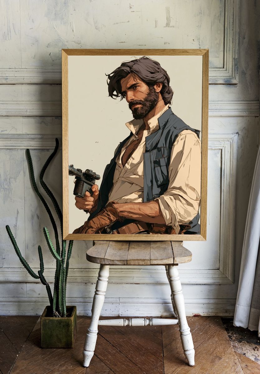 Rebel Gunslinger Portrait Print. — room view 1