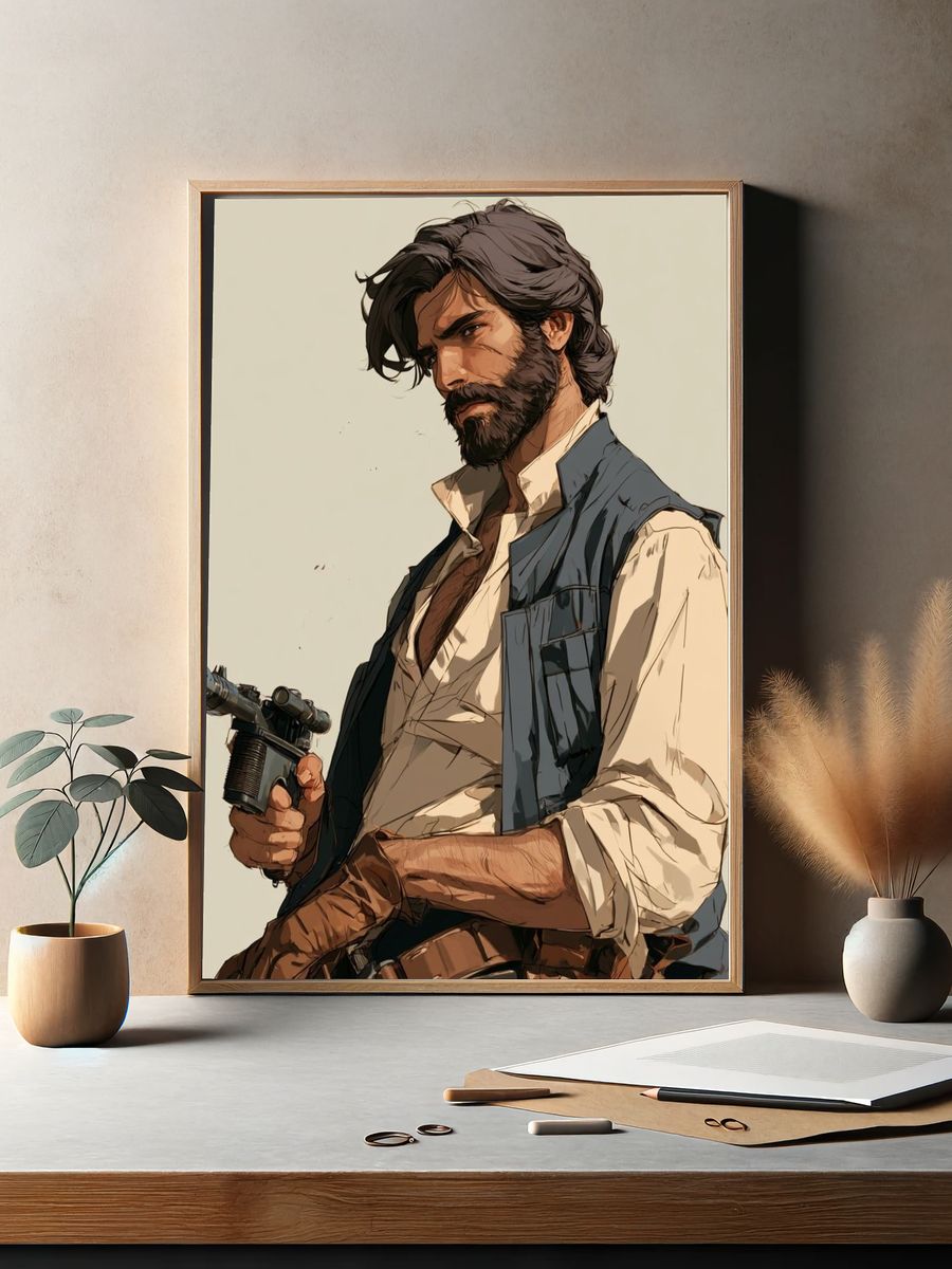 Rebel Gunslinger Portrait Print. — room view 2