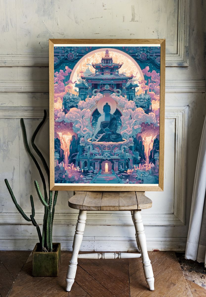 Temple Buddha Dreamscape Print. room preview