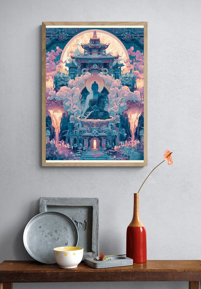 Temple Buddha Dreamscape Print. — room view 3