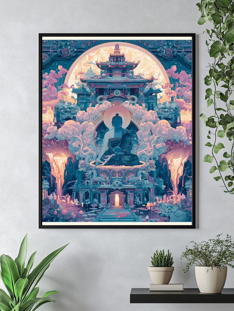 Temple Buddha Dreamscape Print. — room view 4