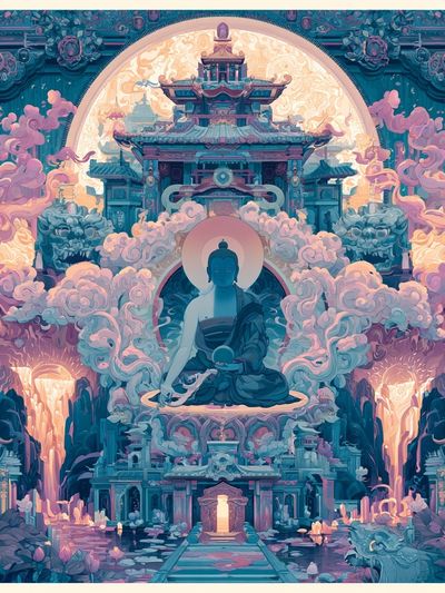 Temple Buddha Dreamscape Print.