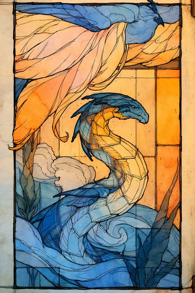 Blue Birds Stained Glass Poster. poster