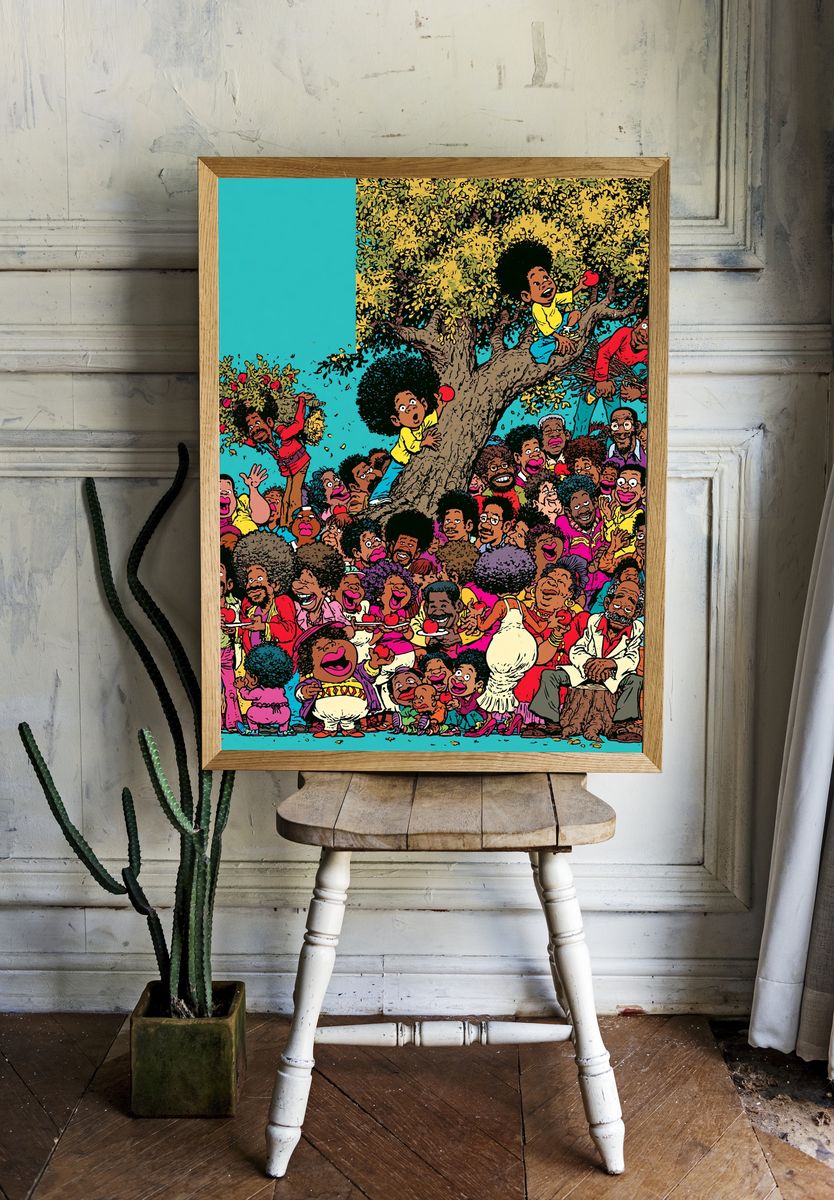 Apple Tree Crowd Illustration Poster. — room view 1