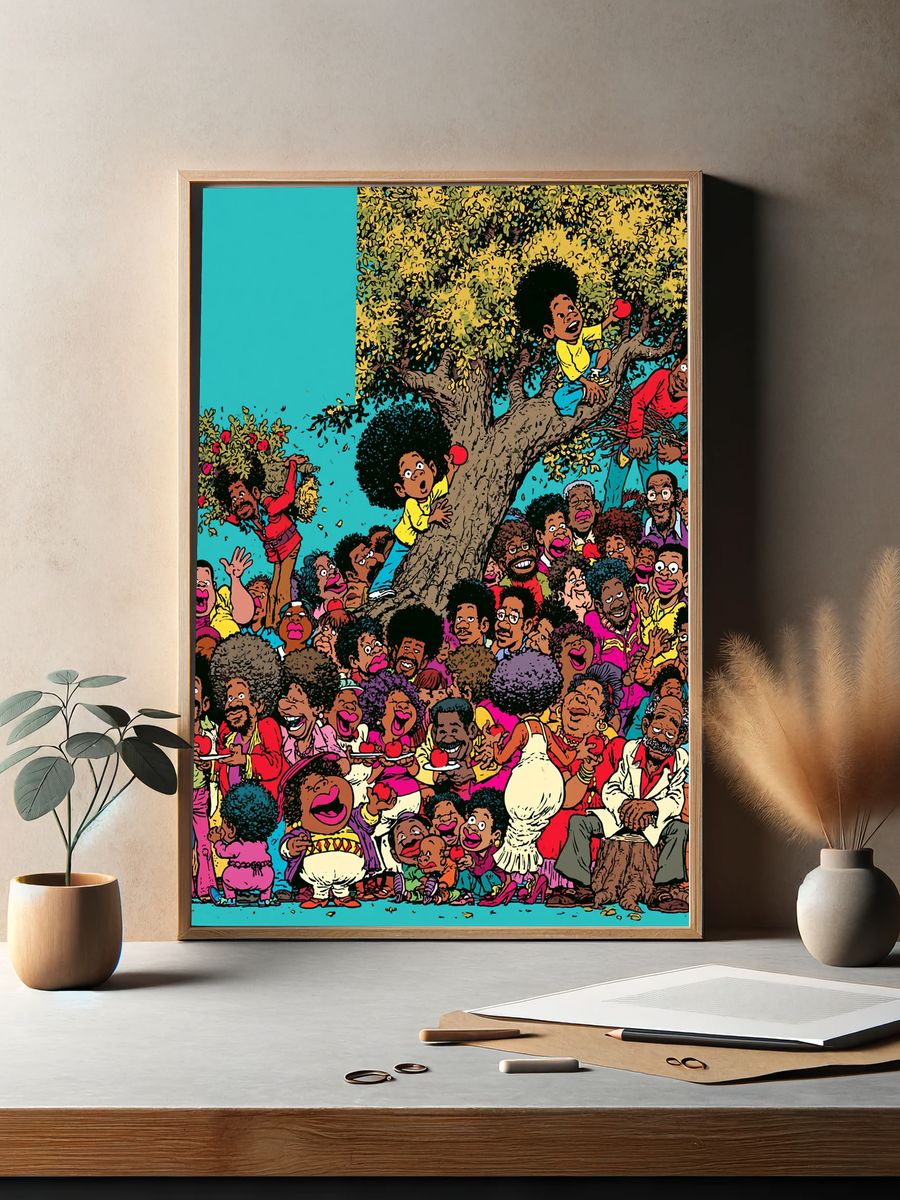 Apple Tree Crowd Illustration Poster. — room view 2