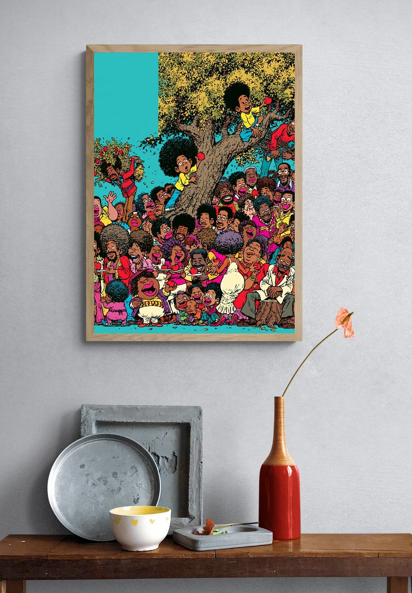 Apple Tree Crowd Illustration Poster. — room view 3