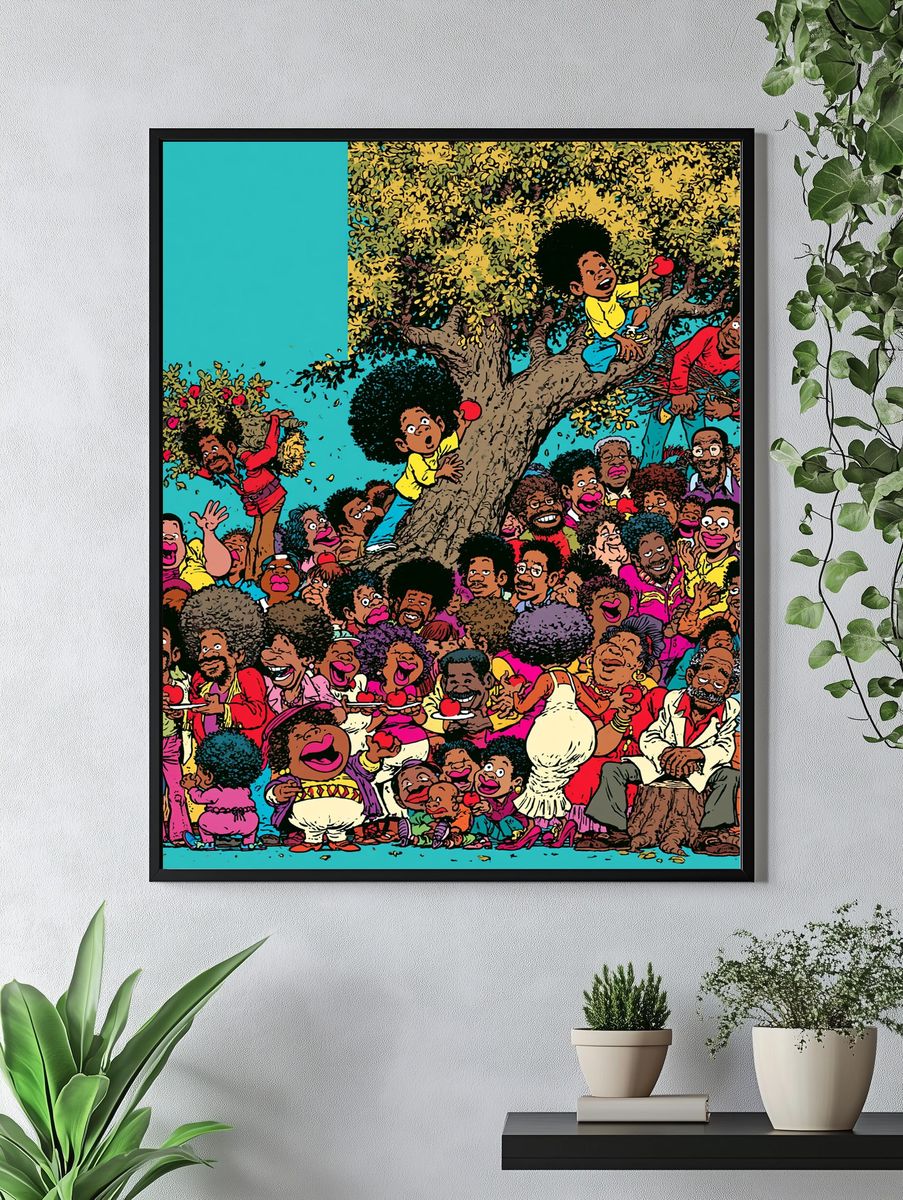Apple Tree Crowd Illustration Poster. — room view 4