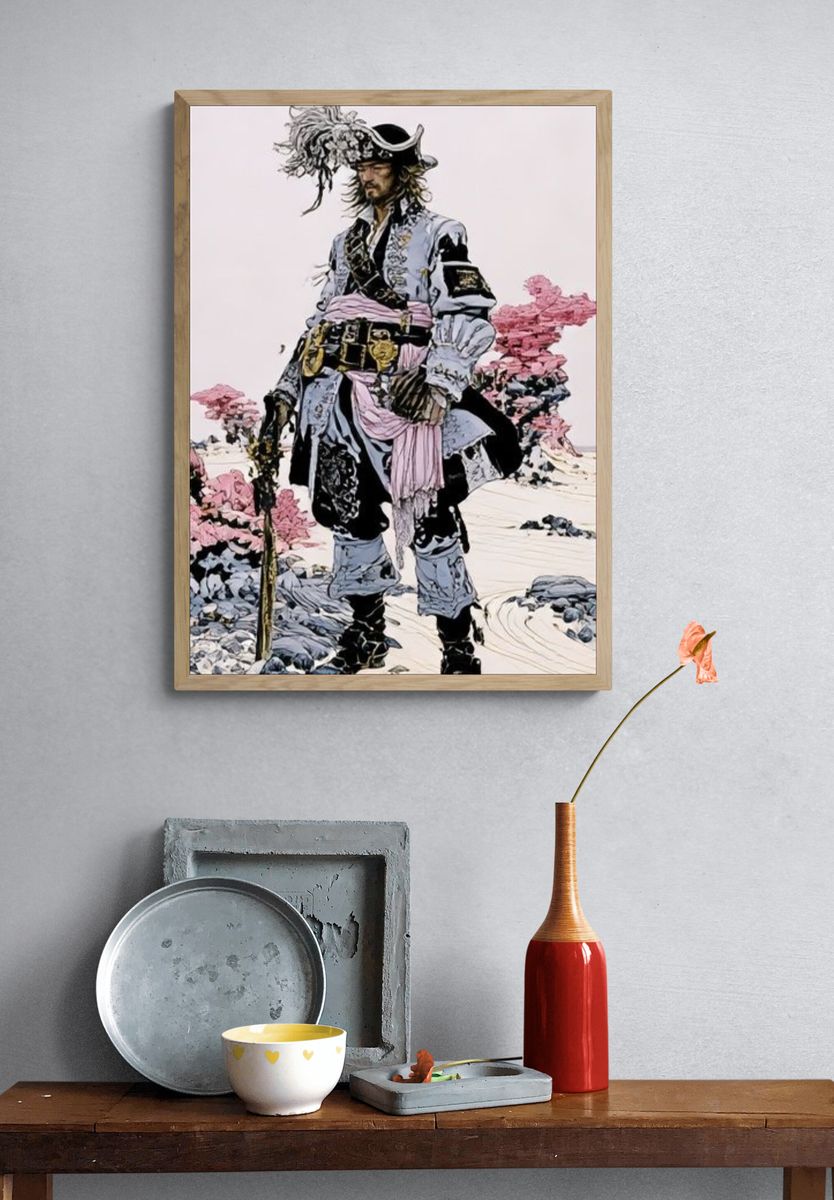 Samurai Warrior Illustration Poster. — room view 3