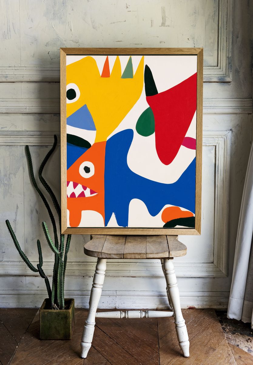 Playful Monster Abstract Poster. room preview