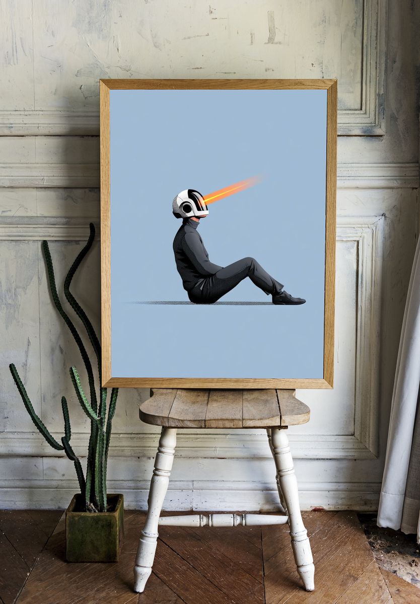 Astronaut Beam Minimalist Poster. — room view 1