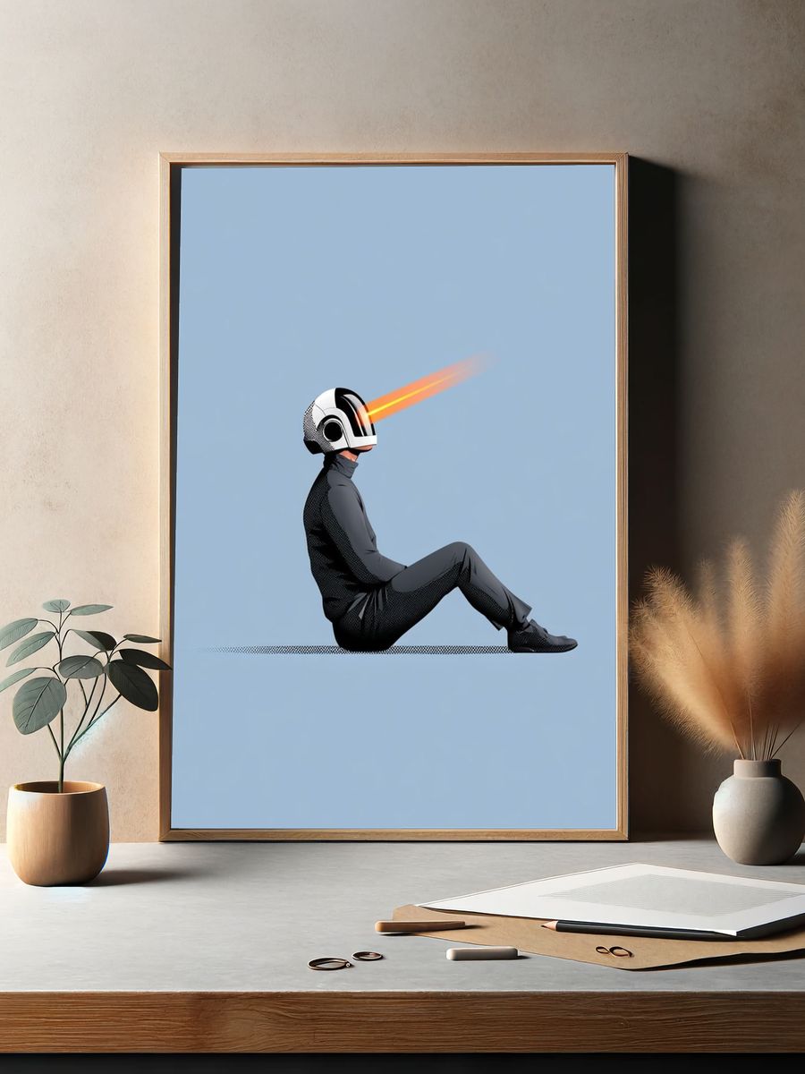 Astronaut Beam Minimalist Poster. — room view 2