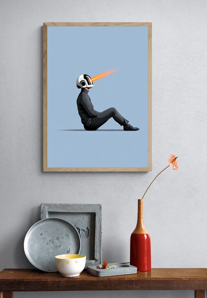 Astronaut Beam Minimalist Poster. — room view 3