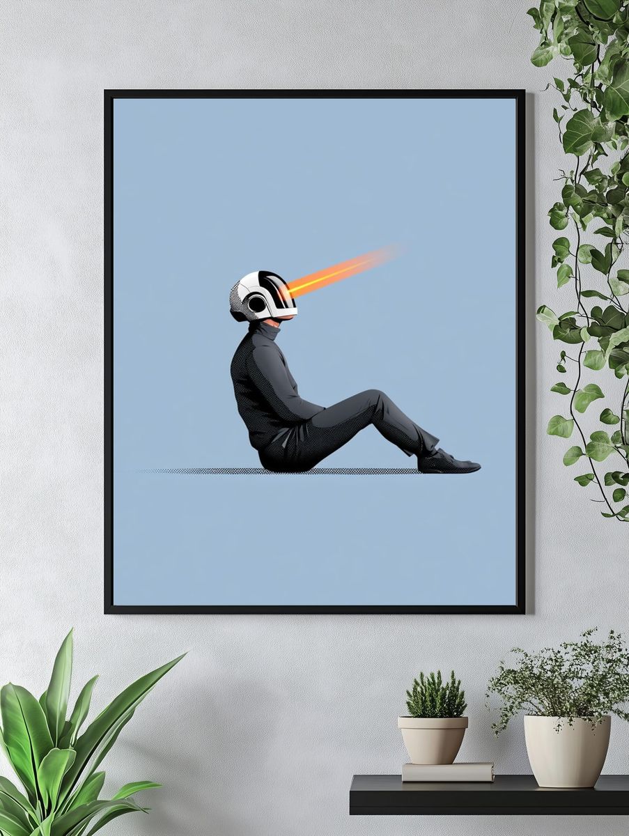 Astronaut Beam Minimalist Poster. — room view 4