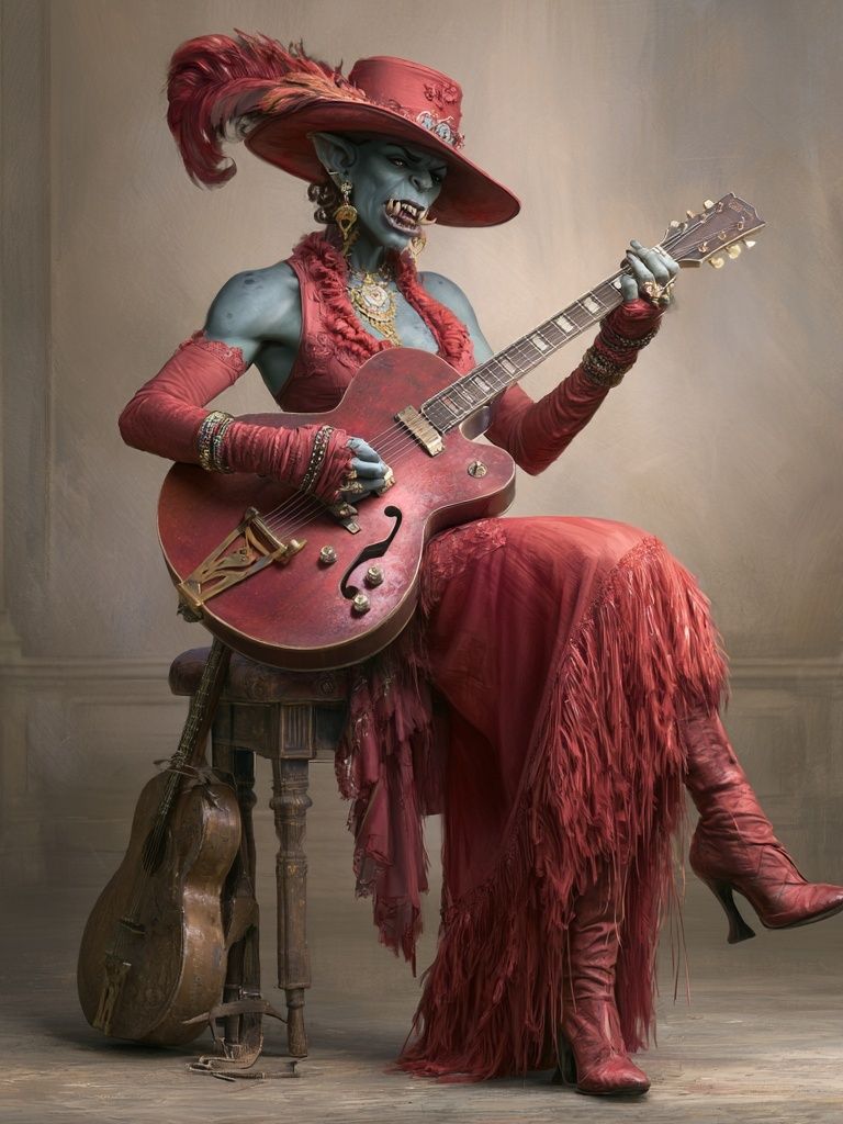 Gothic Vampire Guitarist Print. poster detail