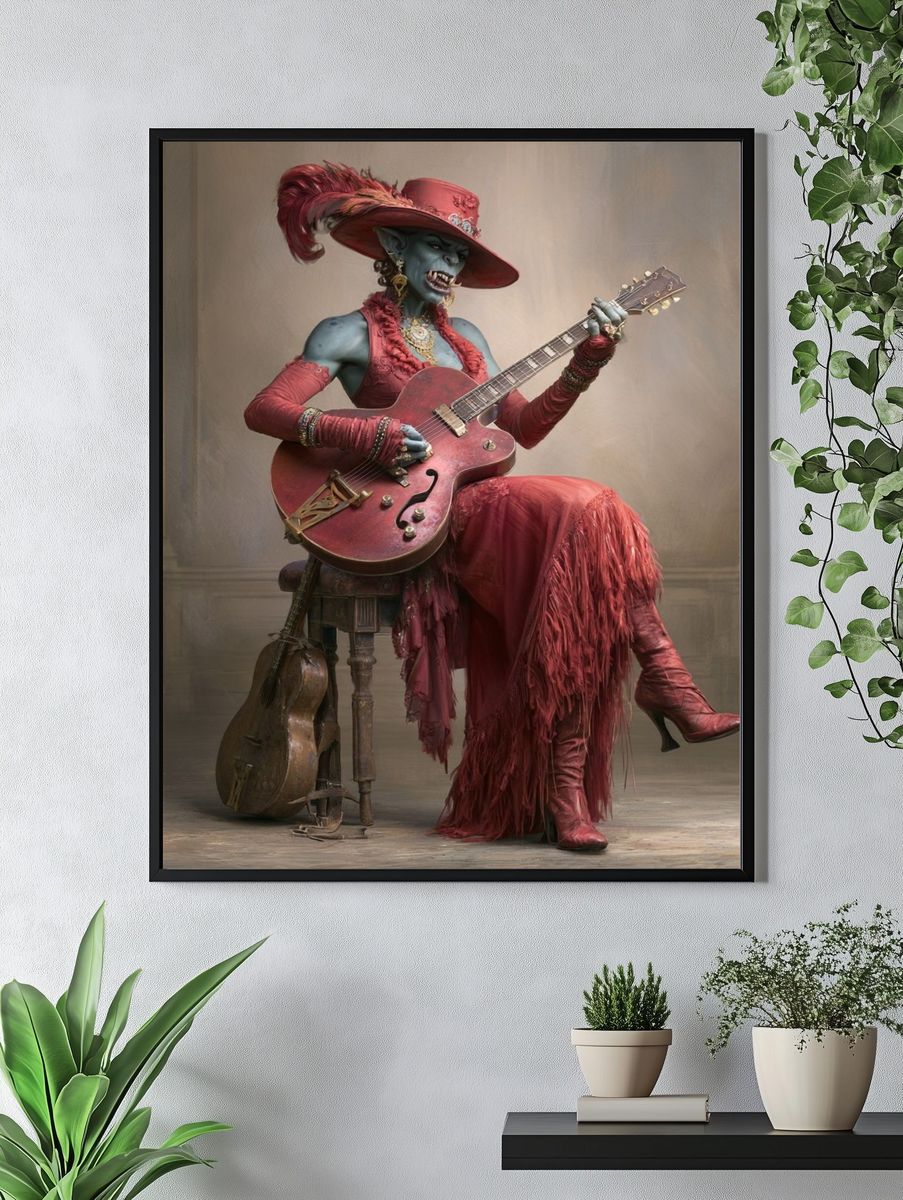 Gothic Vampire Guitarist Print. — room view 4