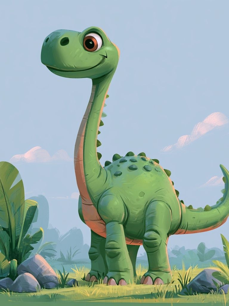 Friendly Dinosaur Illustration Poster. poster — illustration art