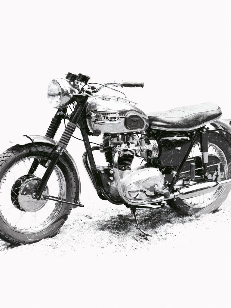 Triumph Motorcycle Sketch Print. poster detail