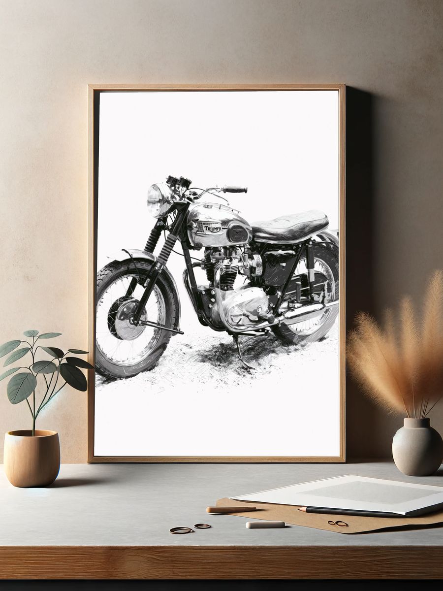 Triumph Motorcycle Sketch Print. — room view 2