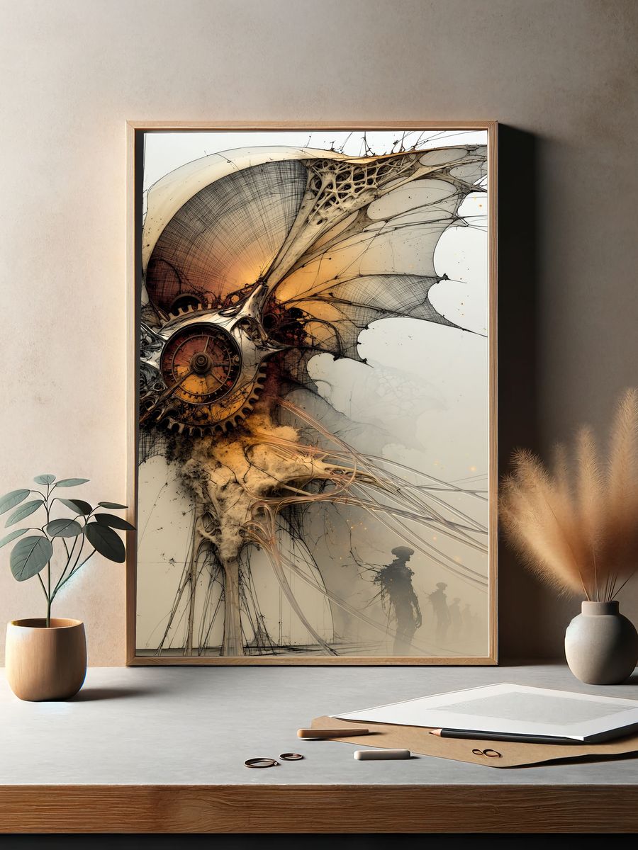 Steampunk Winged Clock Poster. — room view 2