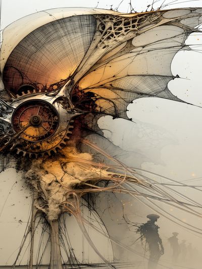 Steampunk Winged Clock Poster. poster