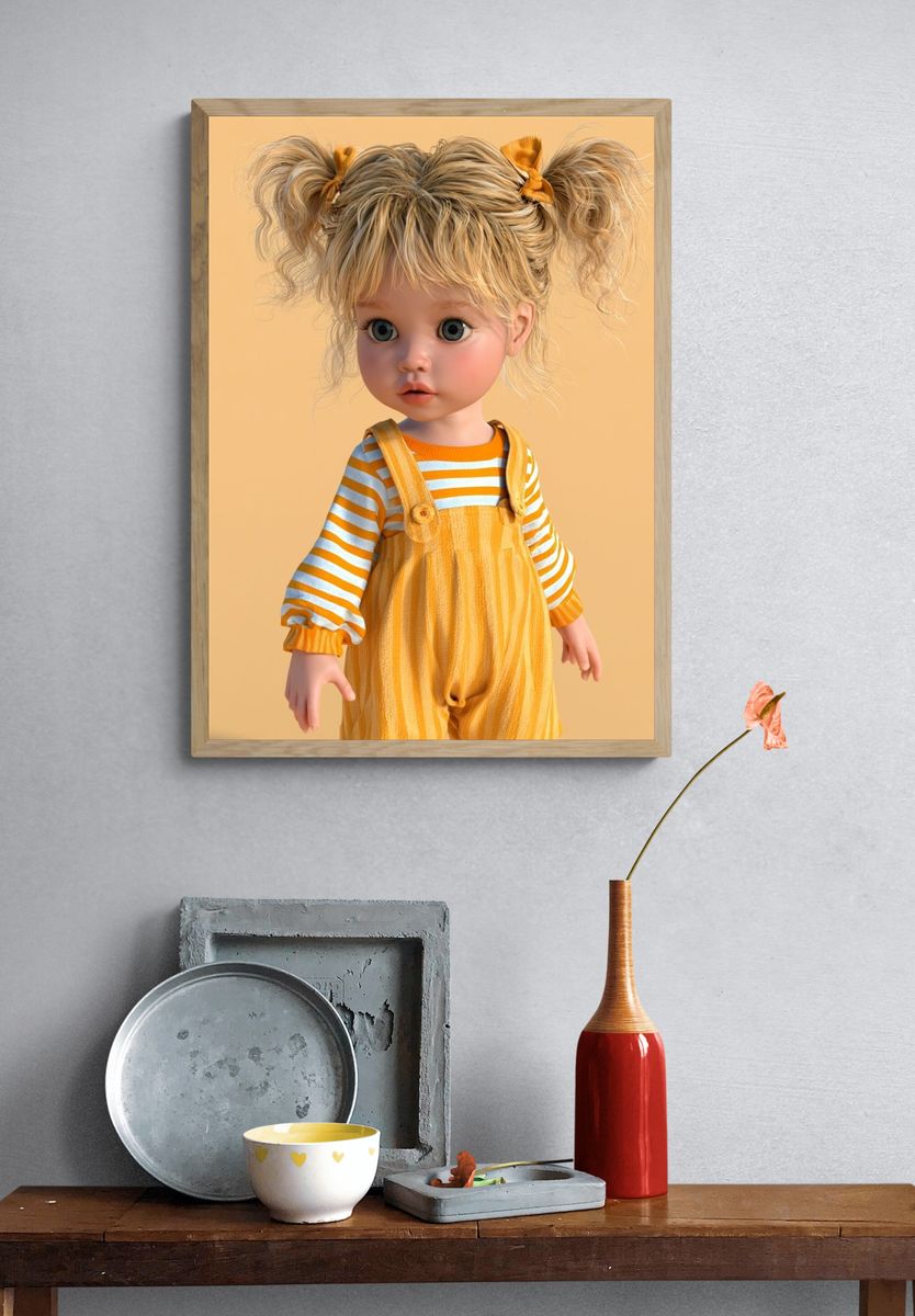 Blonde Doll Portrait Print. — room view 3