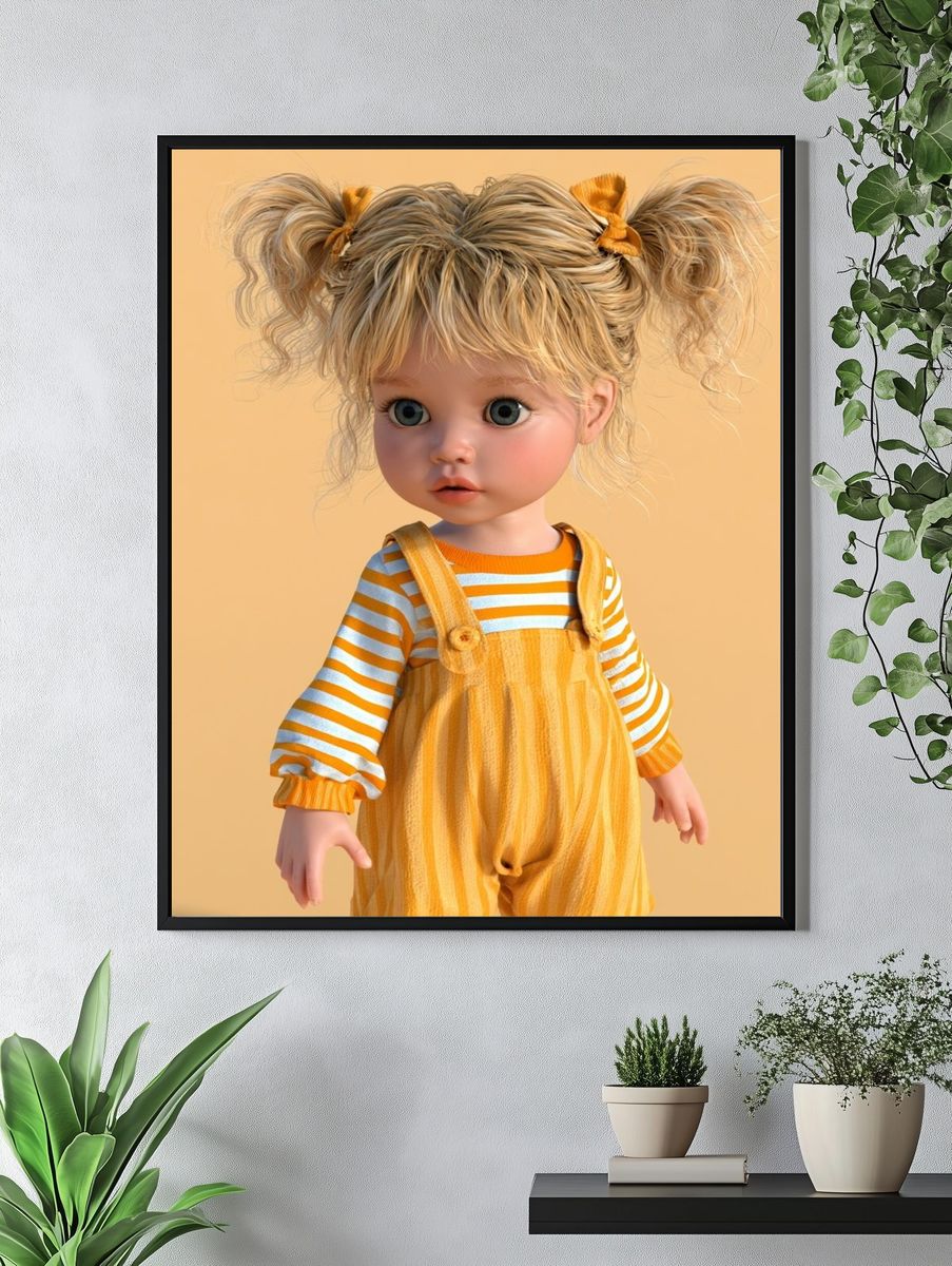 Blonde Doll Portrait Print. — room view 4