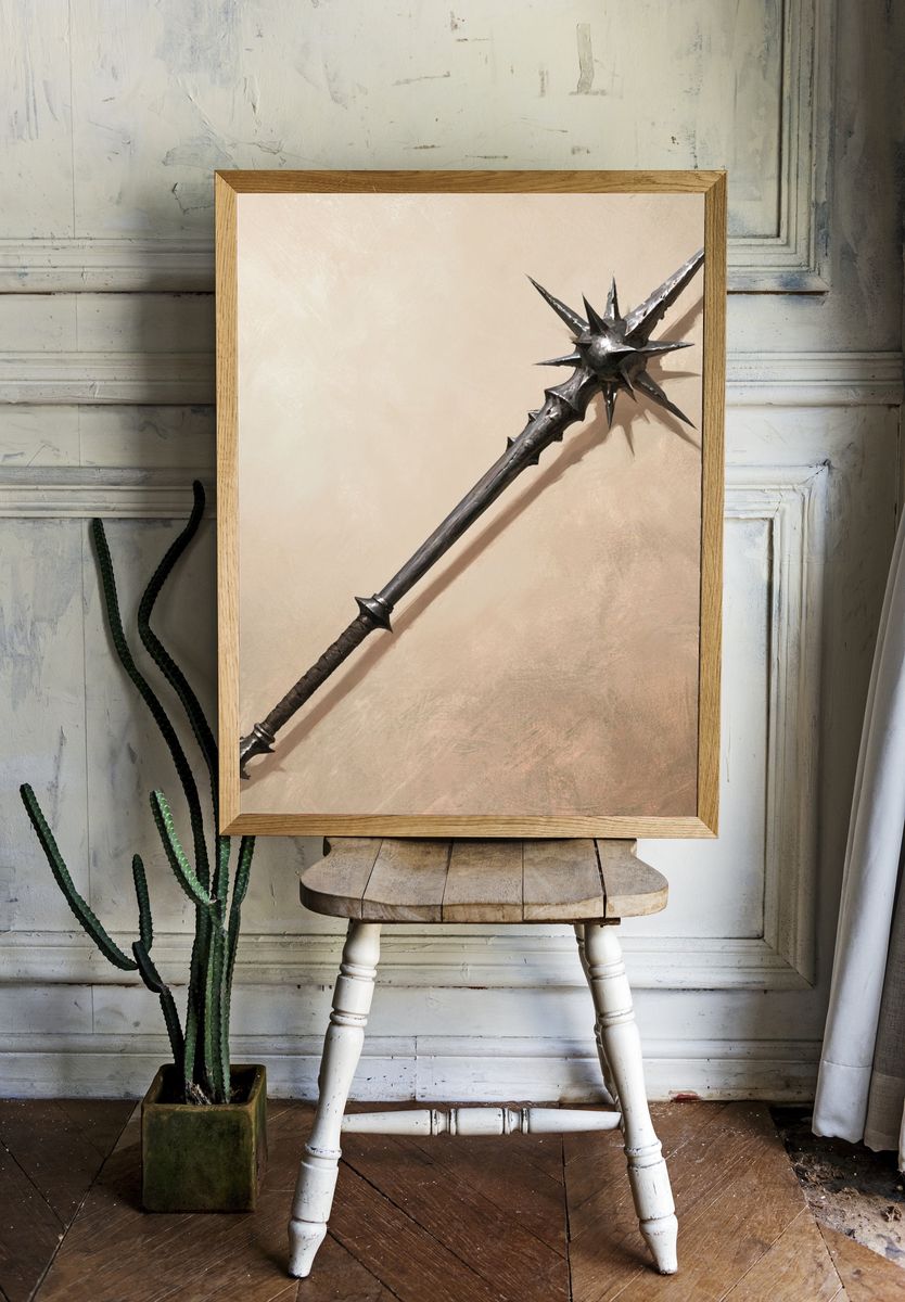 Dark Fantasy Spiked Mace Poster. — room view 1
