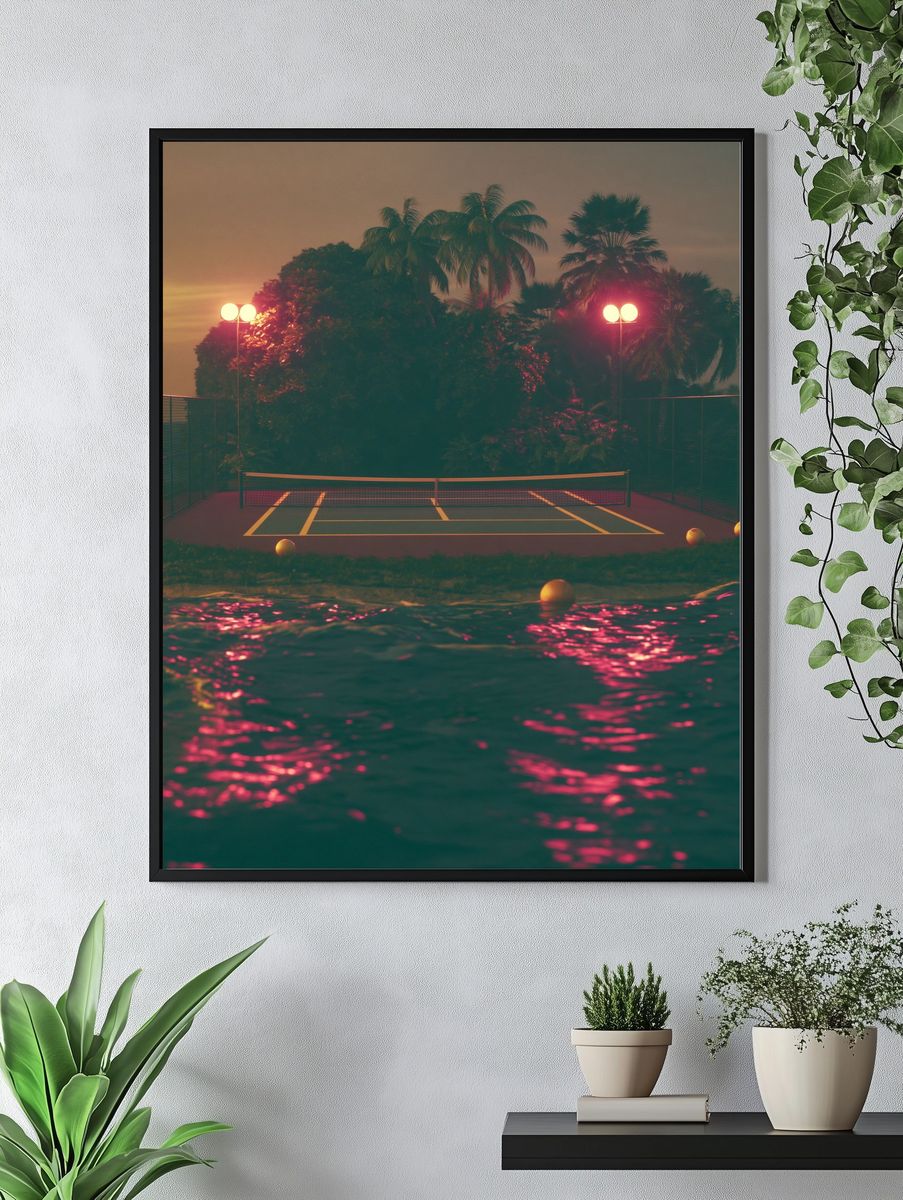 Neon Island Tennis Court Poster. — room view 4