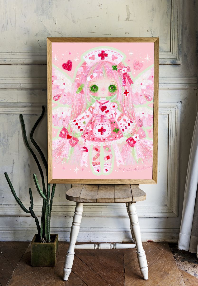 Kawaii Nurse Angel Illustration Poster. room preview