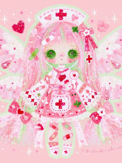 Kawaii Nurse Angel Illustration Poster. poster