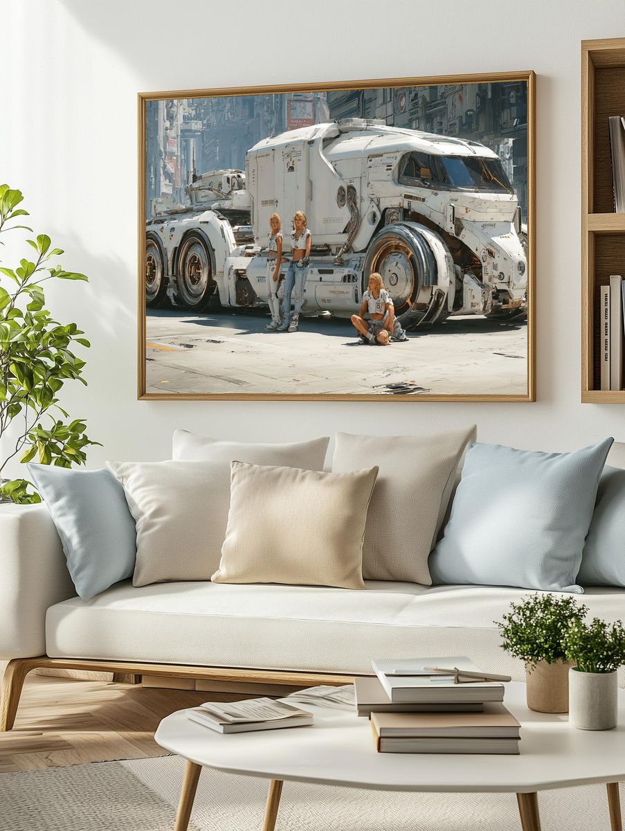 Futuristic Truck Street Scene Poster. — room view 2