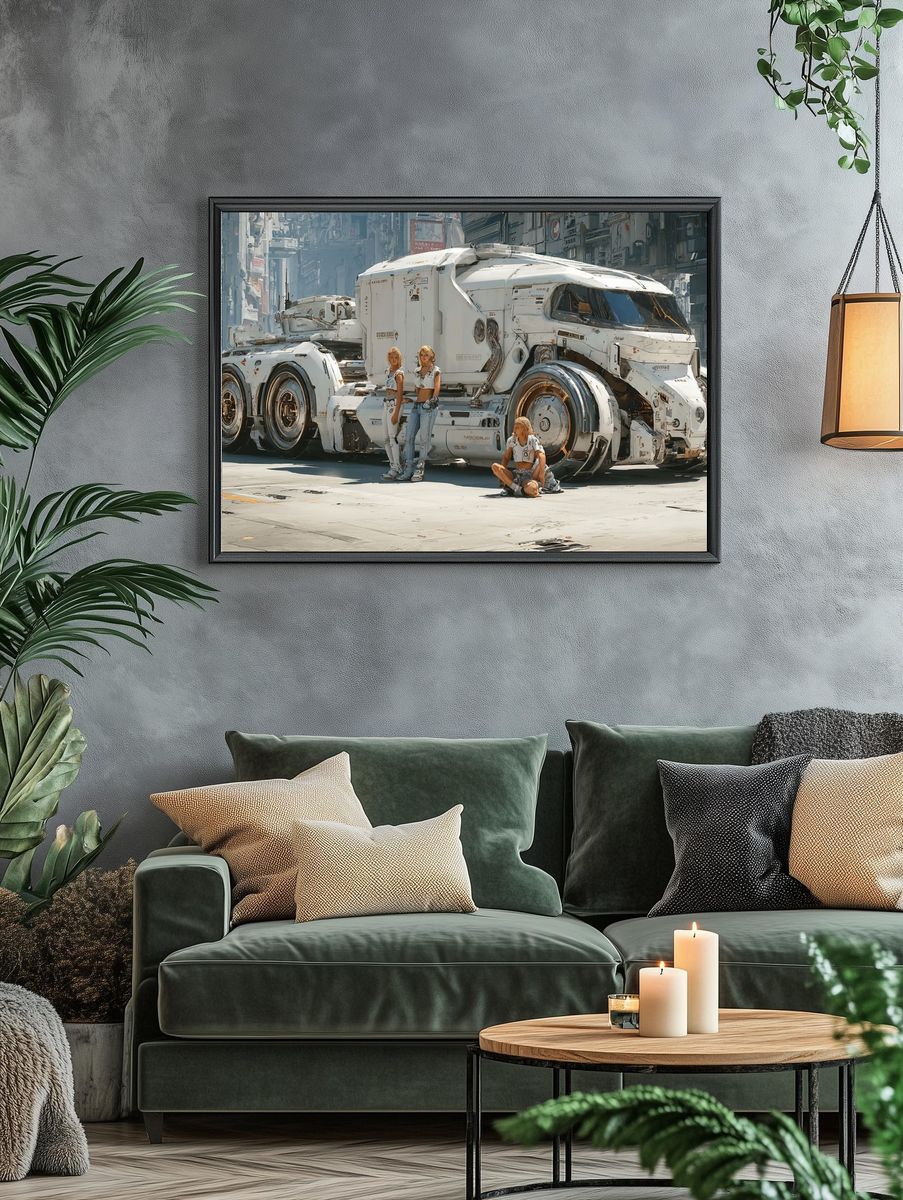 Futuristic Truck Street Scene Poster. — room view 4