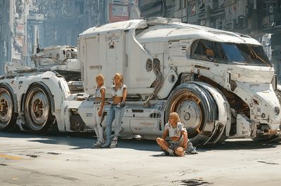 Futuristic Truck Street Scene Poster.
