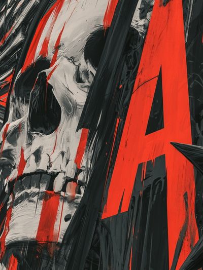 Desert Skull Ruins Sci-Fi Poster.