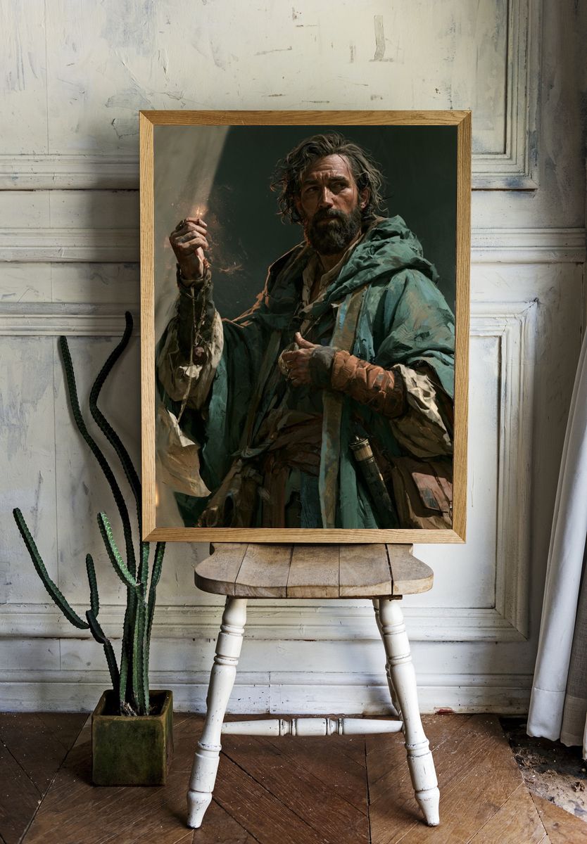 Cloaked Wanderer Digital Art Print. room preview