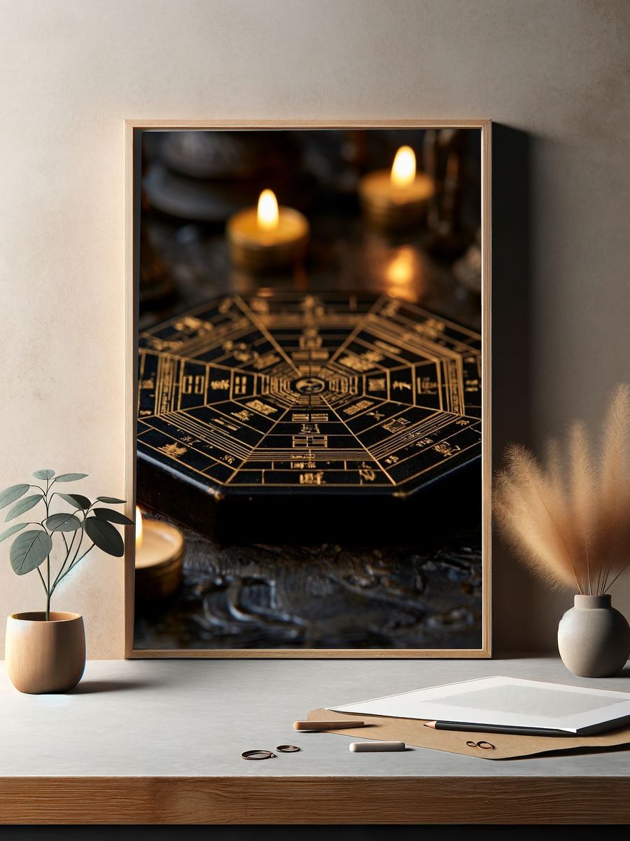 I Ching Hexagram Candlelight Poster. — room view 2