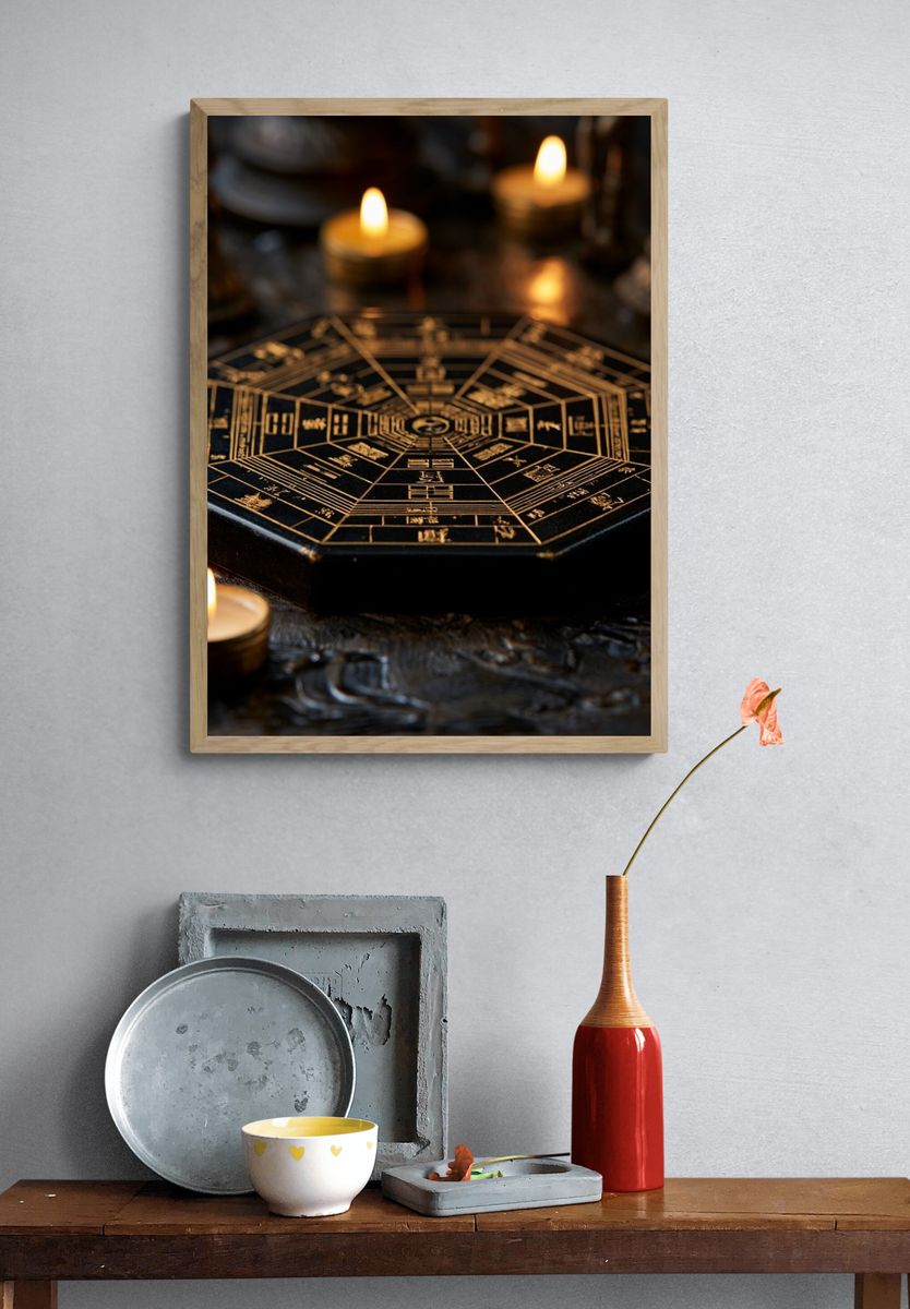 I Ching Hexagram Candlelight Poster. — room view 3