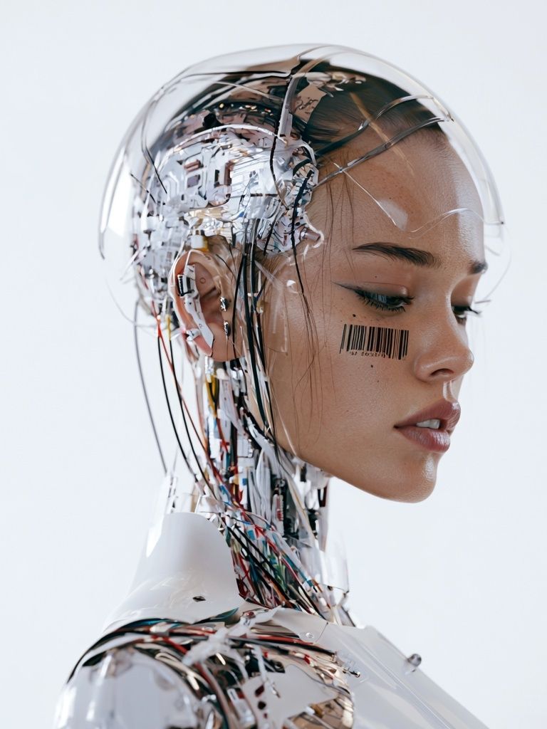Cybernetic Woman Portrait Print. poster — illustration art