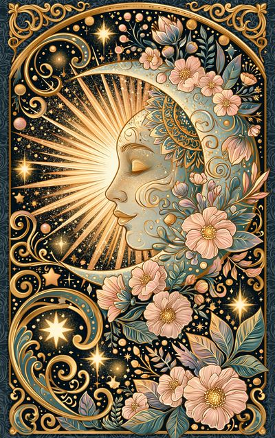 Celestial Moon Floral Illustration Poster. poster