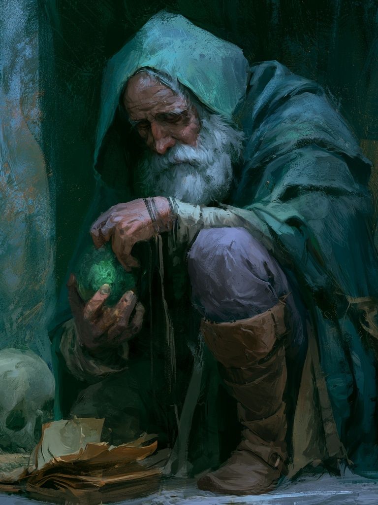 Mystic Hooded Sage Fantasy Print. poster — illustration art