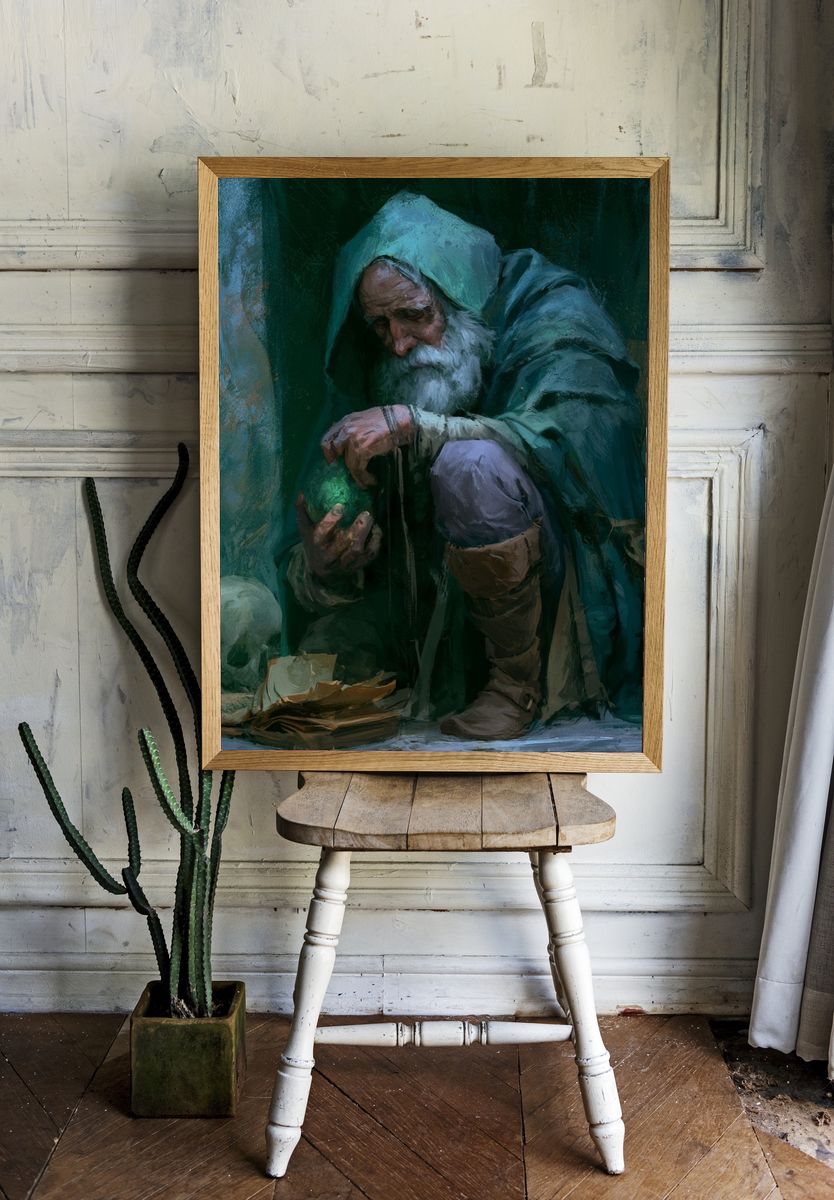 Mystic Hooded Sage Fantasy Print. room preview
